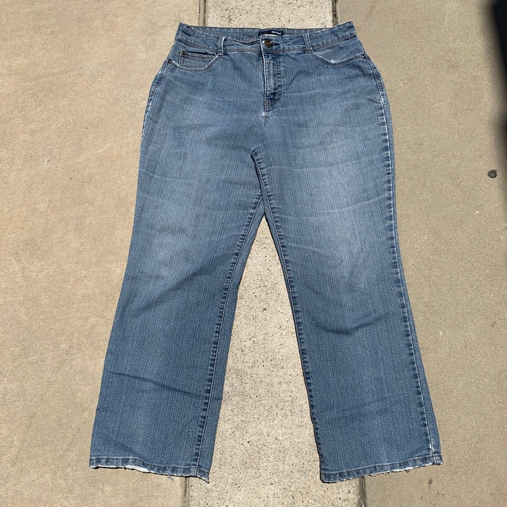 Vintage 90s Basic Editions blue denim straight-leg jeans - size 14 (fits small)
